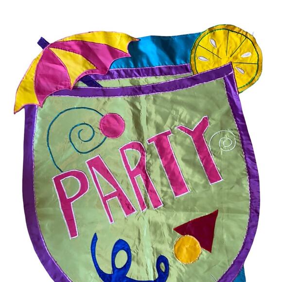 Party Drink Umbrella Martini Double Sided Outdoor Yard Flag Length 44" Width 27" - Picture 3 of 5